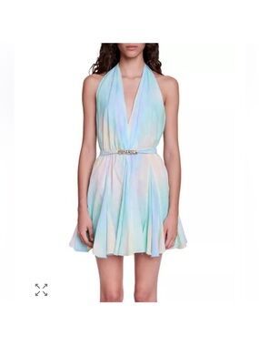Maje Pastel Halter Tie-Dye Mini Dress - Light Pastels